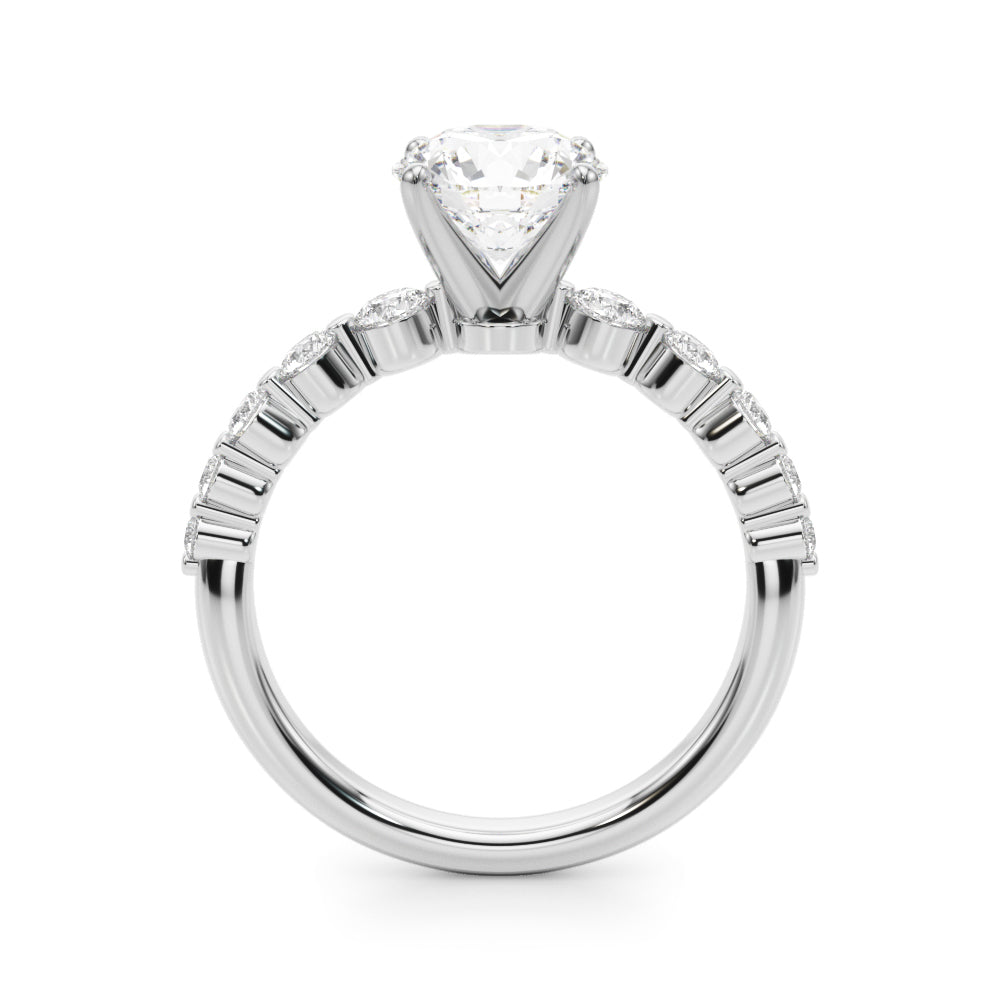 1.00CT 14K  Round Brilliant Cut Diamond Ring With Additional Side Diamonds - View 1