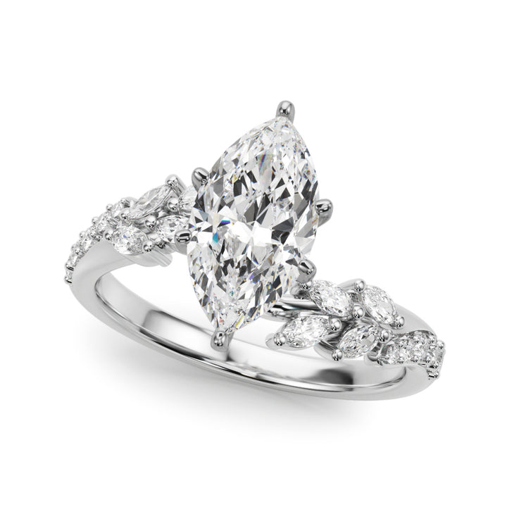 1.00CT 14K Marquise Cut Contrasting Vine Diamond Ring