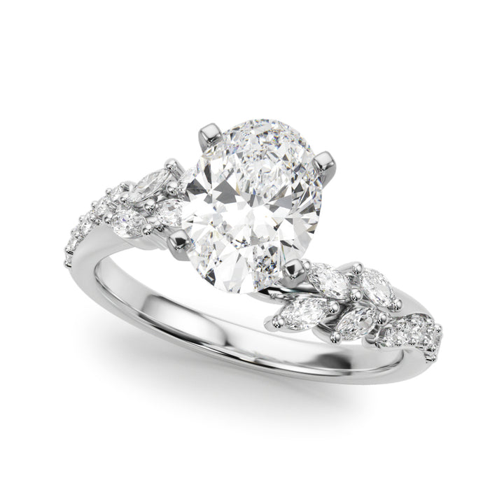 1.00CT 14K Oval Cut Contrasting Vine Diamond Ring