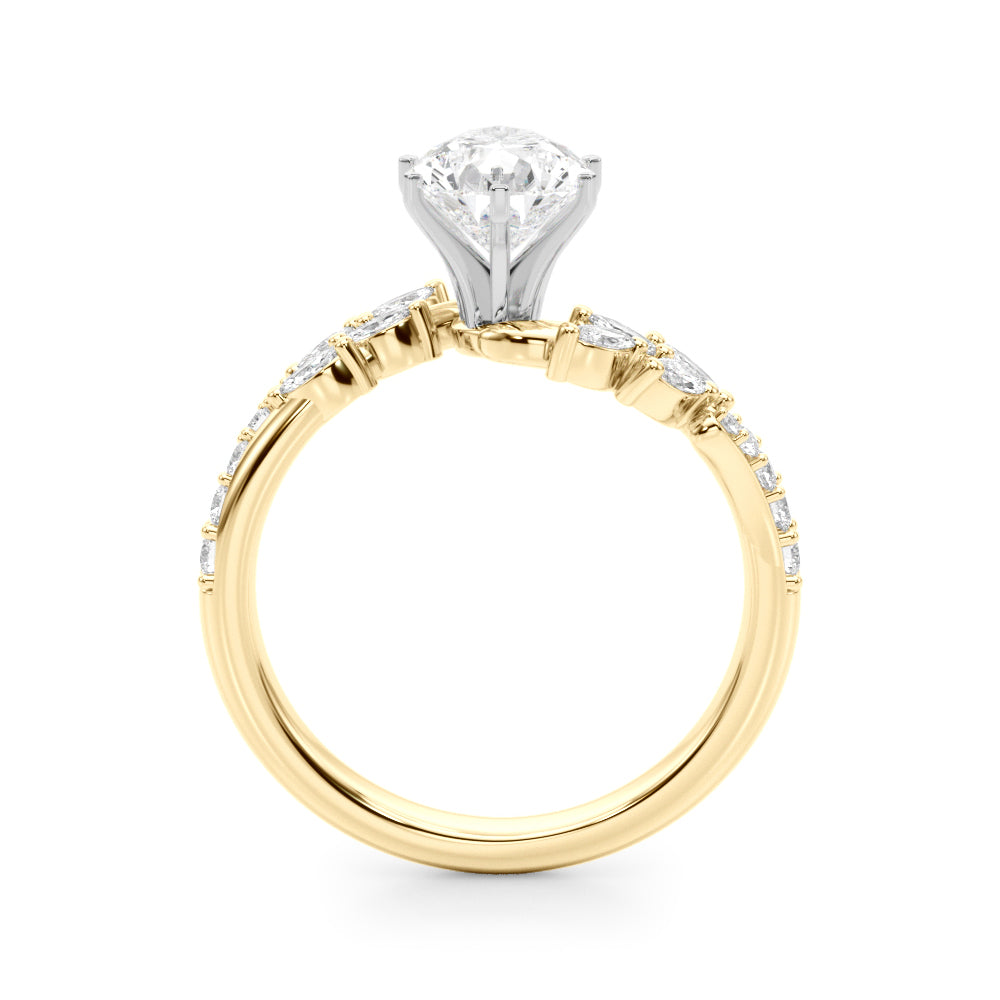 1.00CT 14K Pear Cut Contrasting Vine Diamond Ring - View 4
