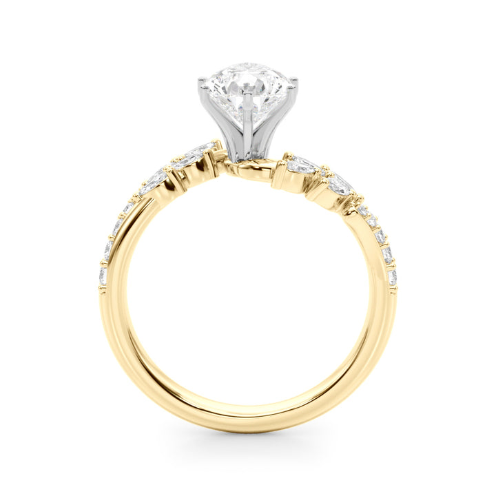 1.00CT 14K Pear Cut Contrasting Vine Diamond Ring - View 4
