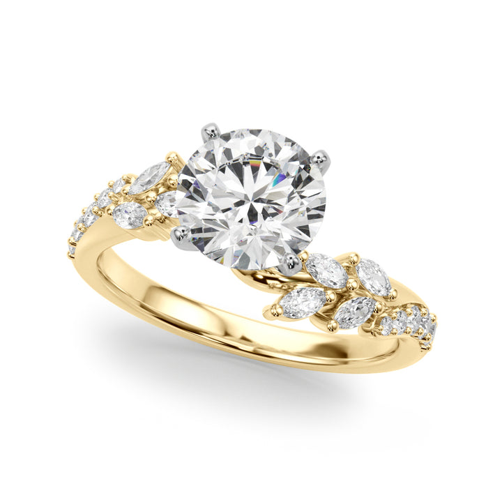 1.00CT 14K Round Contrasting Vine Diamond Ring