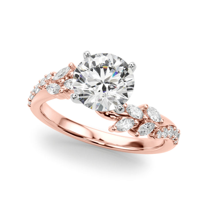 1.00CT 14K Round Contrasting Vine Diamond Ring