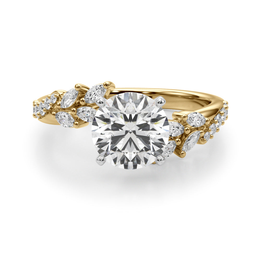 1.00CT 14K Round Contrasting Vine Diamond Ring