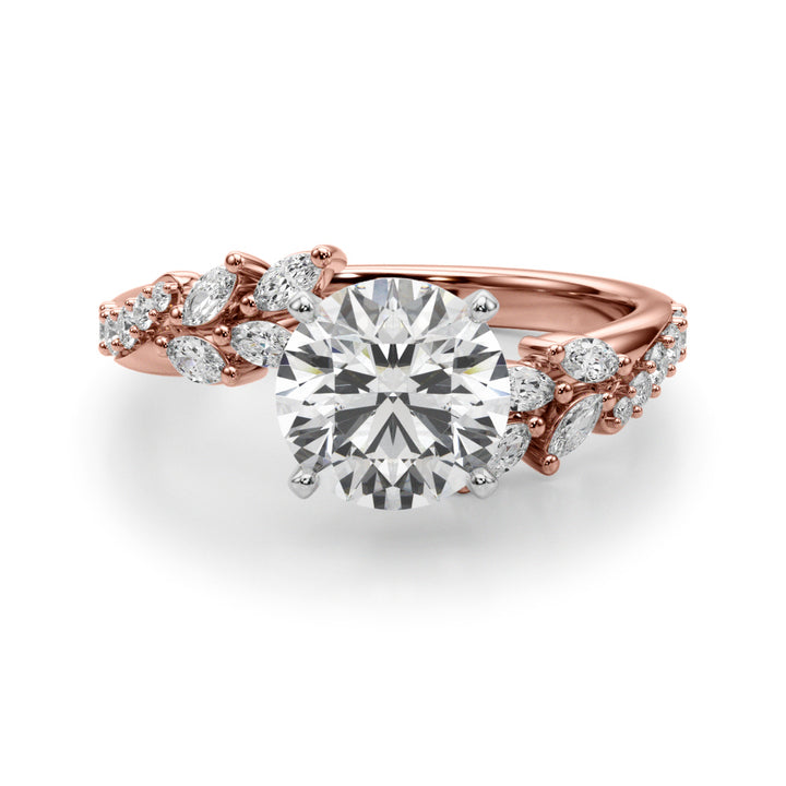 1.00CT 14K Round Contrasting Vine Diamond Ring
