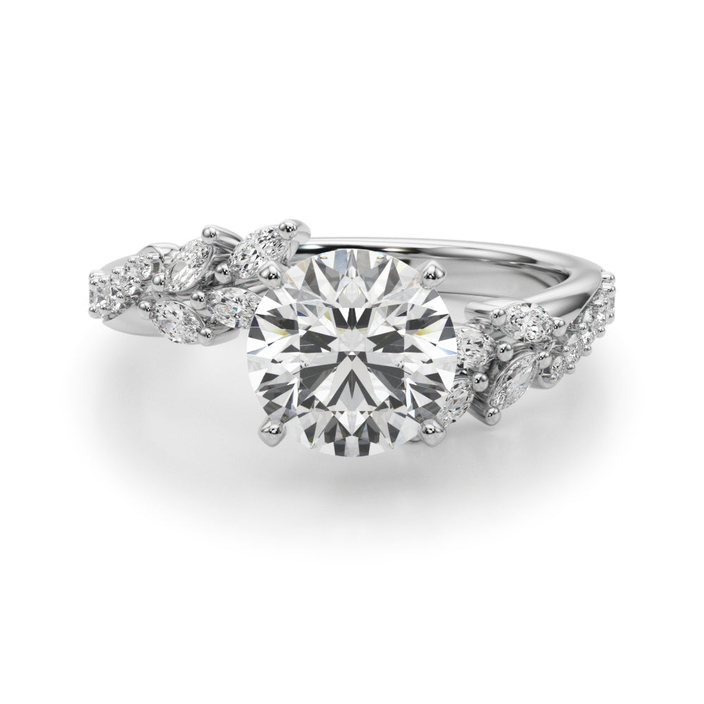 1.00CT 14K Round Contrasting Vine Diamond Ring
