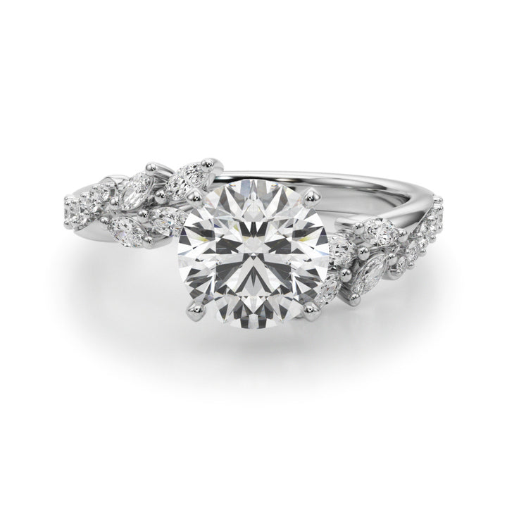 1.00CT 14K Round Contrasting Vine Diamond Ring