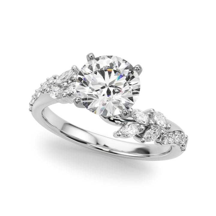1.00CT 14K Round Contrasting Vine Diamond Ring