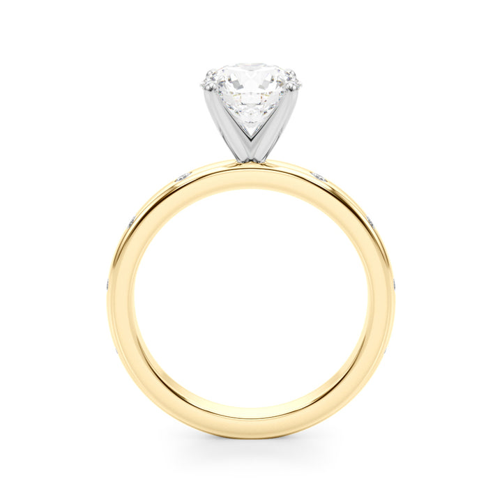 1.00CT 14K  Round Brilliant Solitaire With Gypsy Set Side Diamonds - View 3