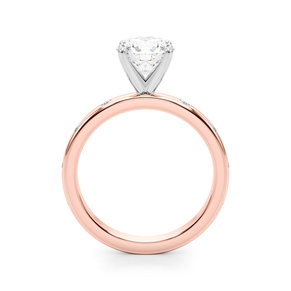 1.00CT 14K  Round Brilliant Solitaire With Gypsy Set Side Diamonds - View 5