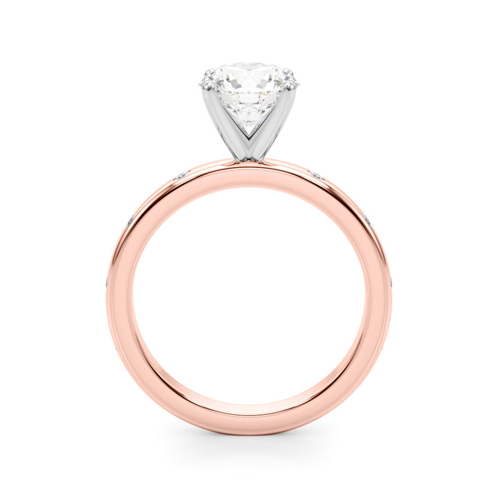 1.00CT 14K  Round Brilliant Solitaire With Gypsy Set Side Diamonds - View 5