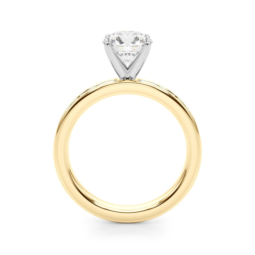 1.00CT 14K  Round Brilliant Cut Diamond With Channel Set Baguette Diamonds - View 5