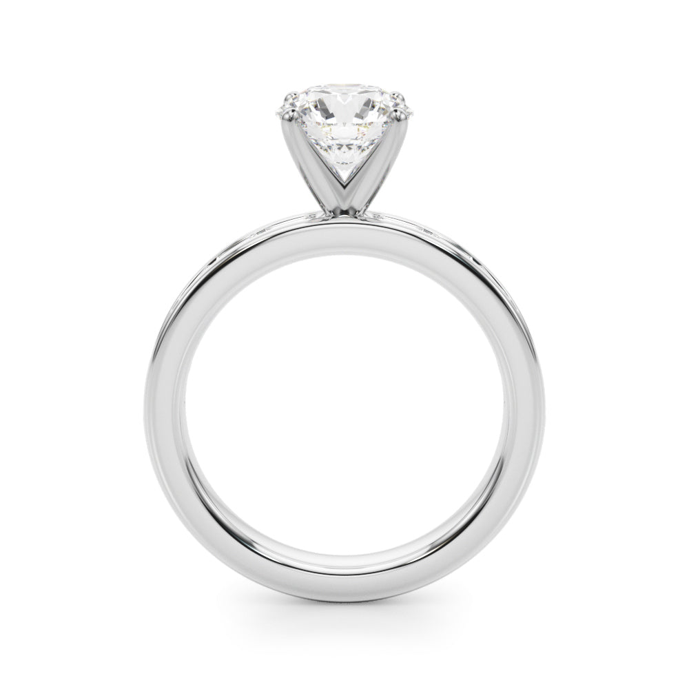 1.00CT 14K  Round Brilliant Cut Diamond With Channel Set Baguette Diamonds - View 1