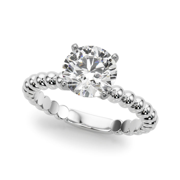 1.00CT 14K  Solitaire Diamond Ring With Fancy Bead Design Shoulders