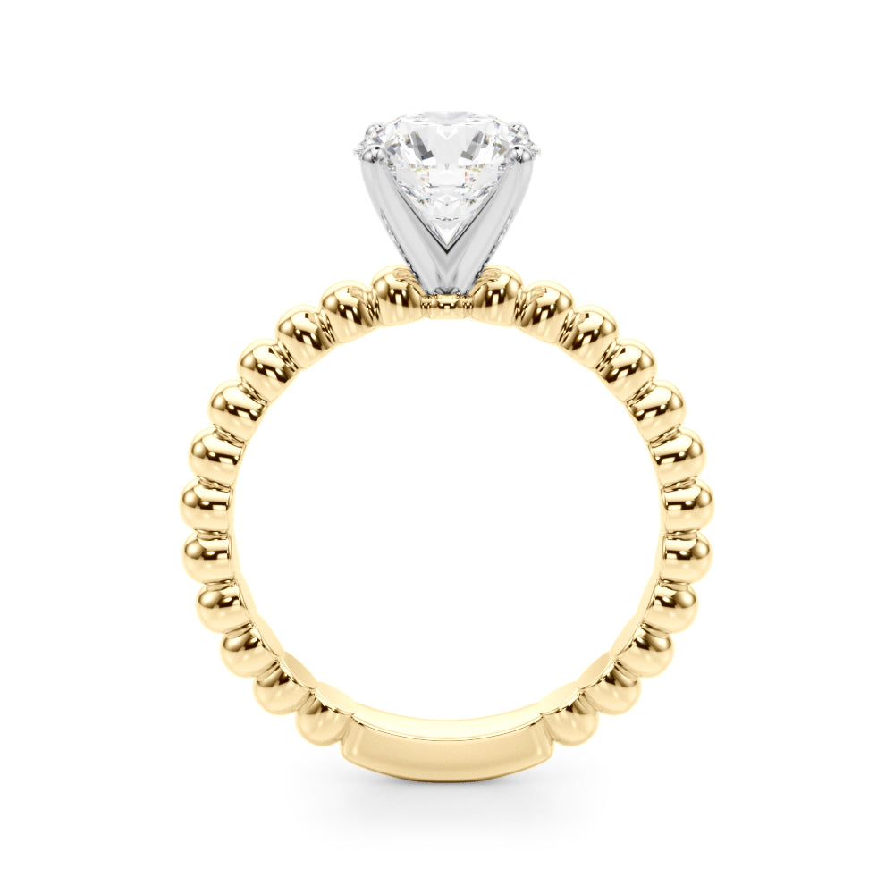 1.00CT 14K  Solitaire Diamond Ring With Fancy Bead Design Shoulders - View 5