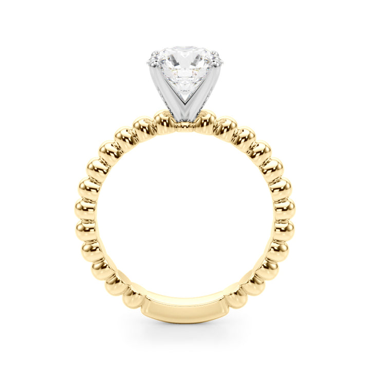 1.00CT 14K  Solitaire Diamond Ring With Fancy Bead Design Shoulders - View 5