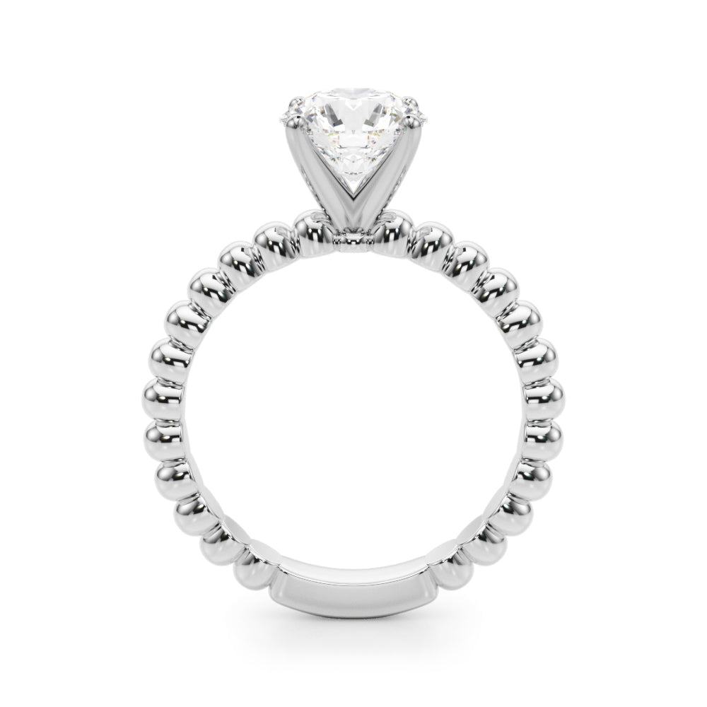 1.00CT 14K  Solitaire Diamond Ring With Fancy Bead Design Shoulders - View 1