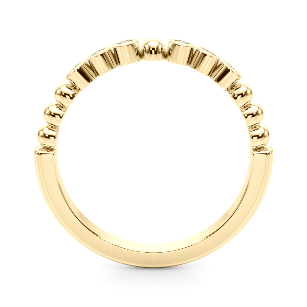 0.10CTW 14K  Gold Slim Design Bezel Set Diamond Band