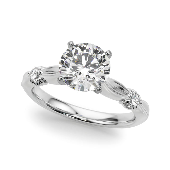 1.00CT 14K  Diamond Solitaire Accented With Two Mini Diamonds