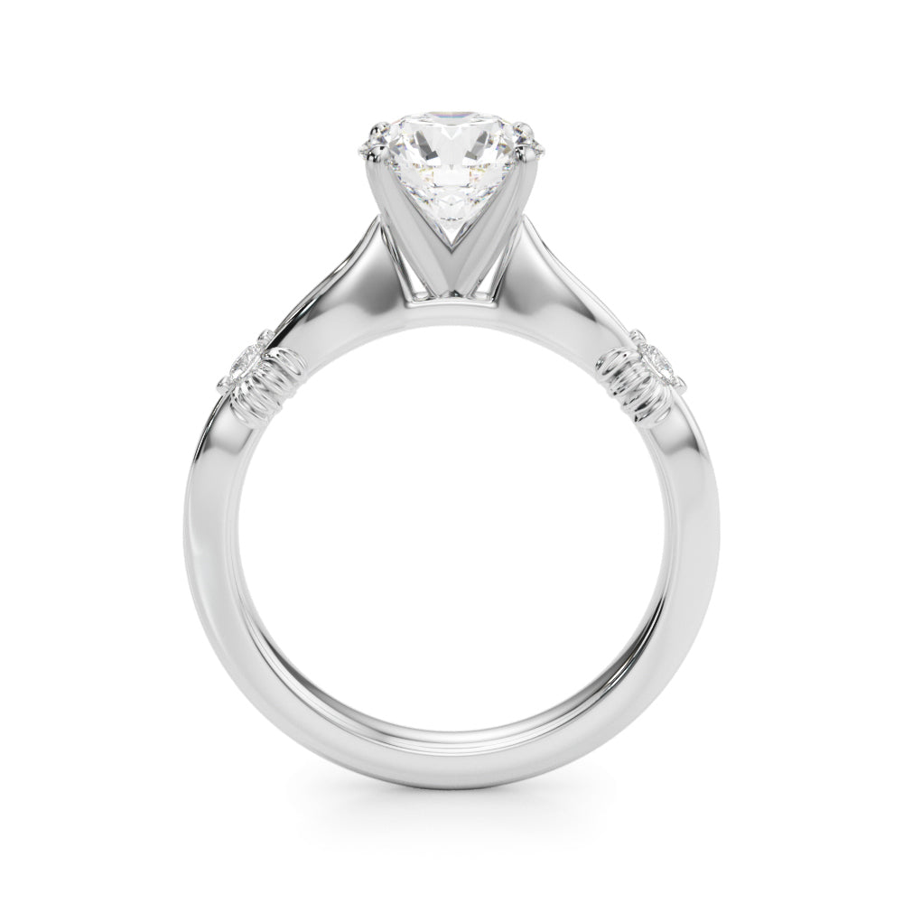 1.00CT 14K  Diamond Solitaire Accented With Two Mini Diamonds - View 1
