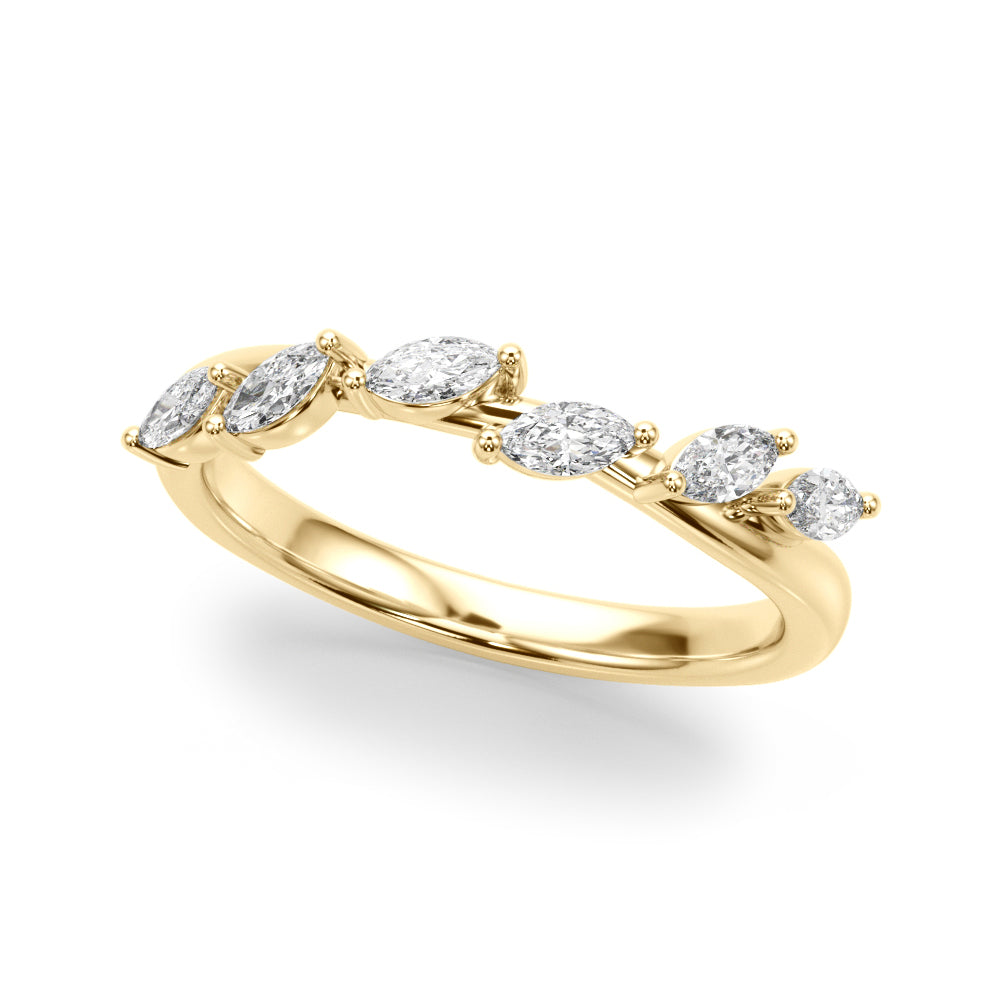0.40CTW 14K  Gold Marquise Diamond Band In A Leaf Design