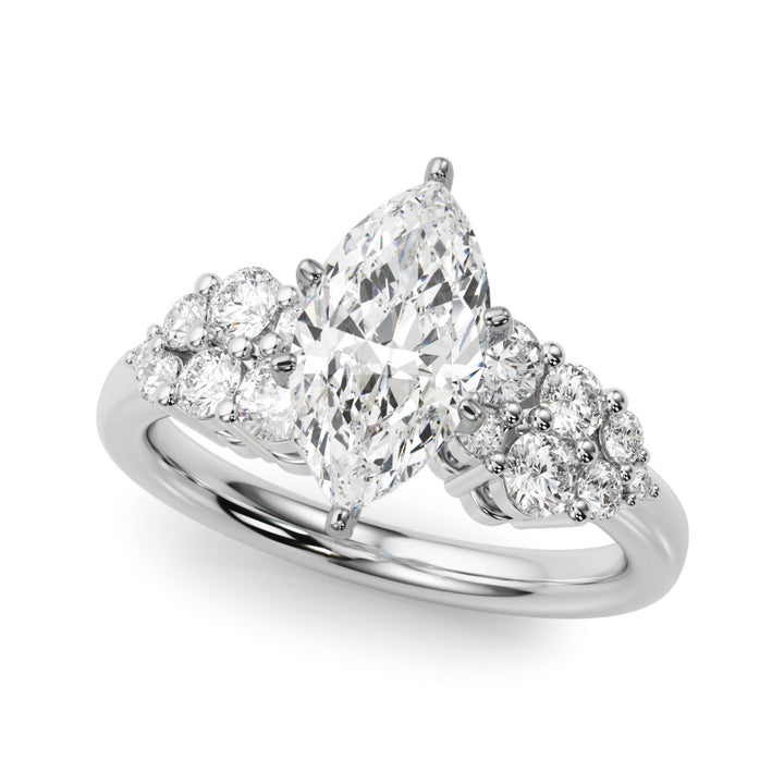 2.50CT 14K  Marquise Diamond Ring With Additional Round Diamonds