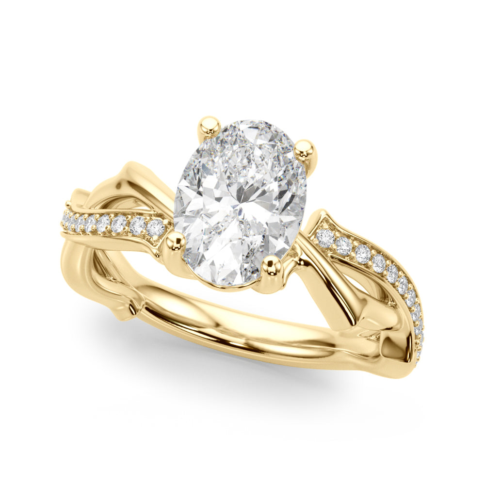 1.00CT 14K Oval Twisted Pavé Engagement Ring