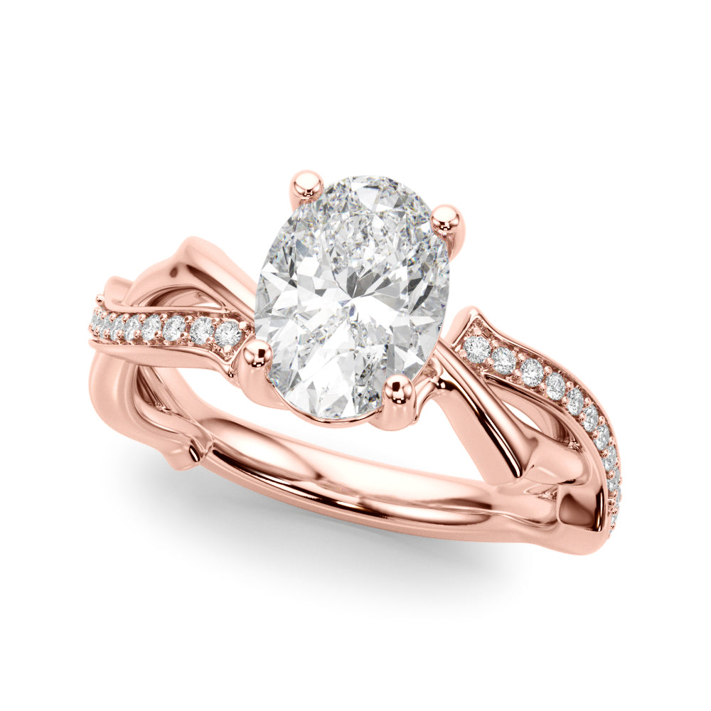 1.00CT 14K Oval Twisted Pavé Engagement Ring