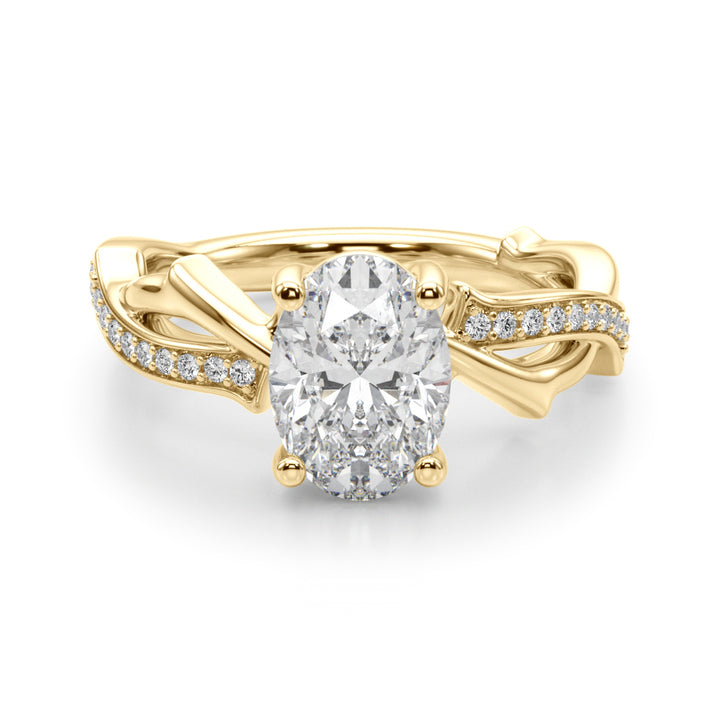 1.00CT 14K Oval Twisted Pavé Engagement Ring