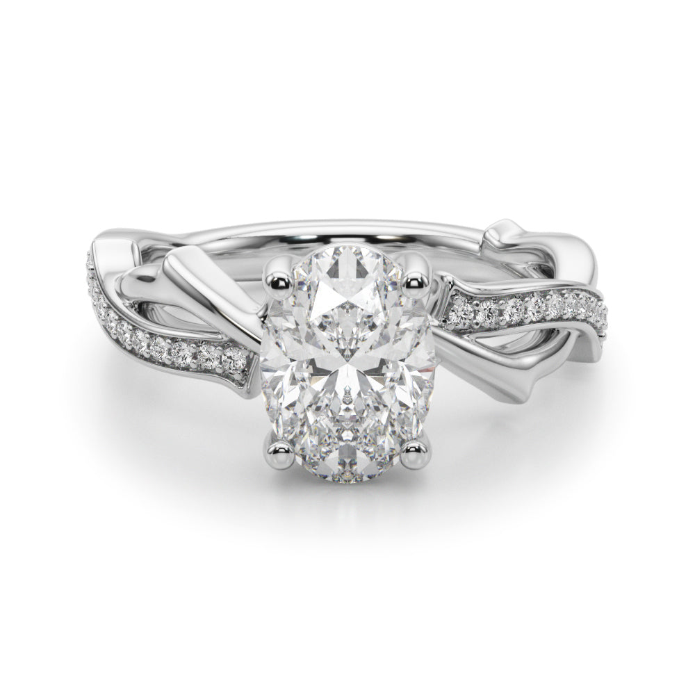 1.00CT 14K Oval Twisted Pavé Engagement Ring