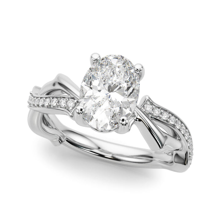 1.00CT 14K Oval Twisted Pavé Engagement Ring