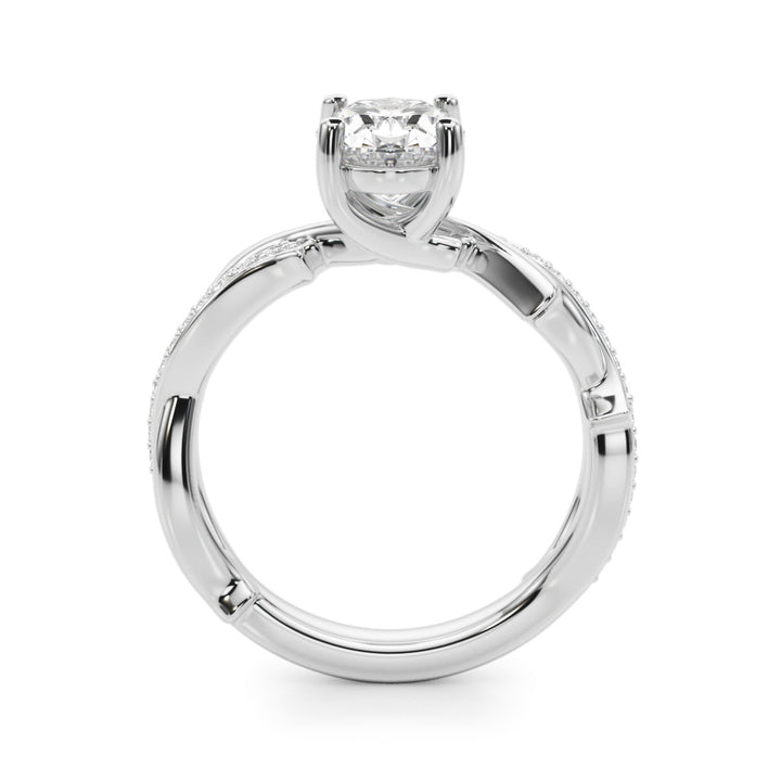 1.00CT 14K Oval Twisted Pavé Engagement Ring