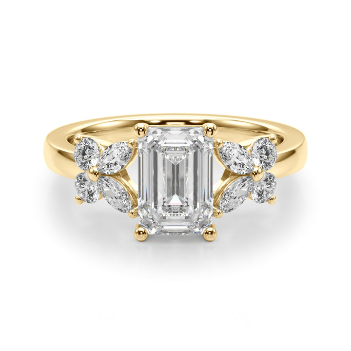 1.00CT 14K Emerald Cut Butterfly Cluster Ring