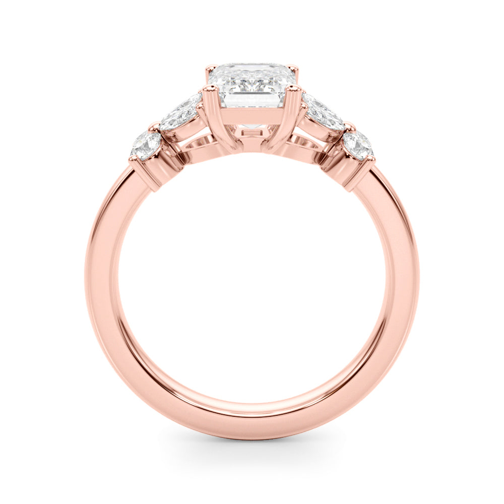 1.00CT 14K Emerald Cut Butterfly Cluster Ring