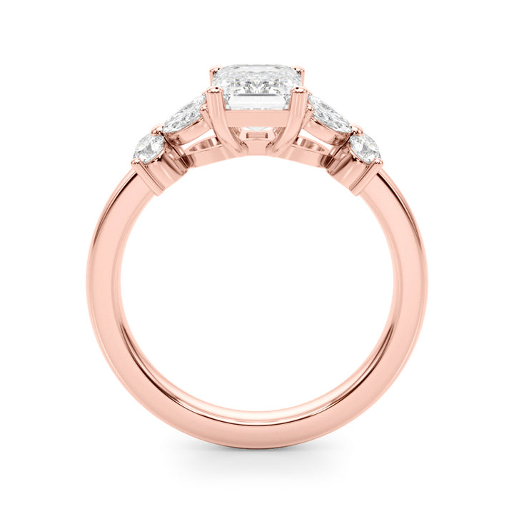 1.00CT 14K Emerald Cut Butterfly Cluster Ring