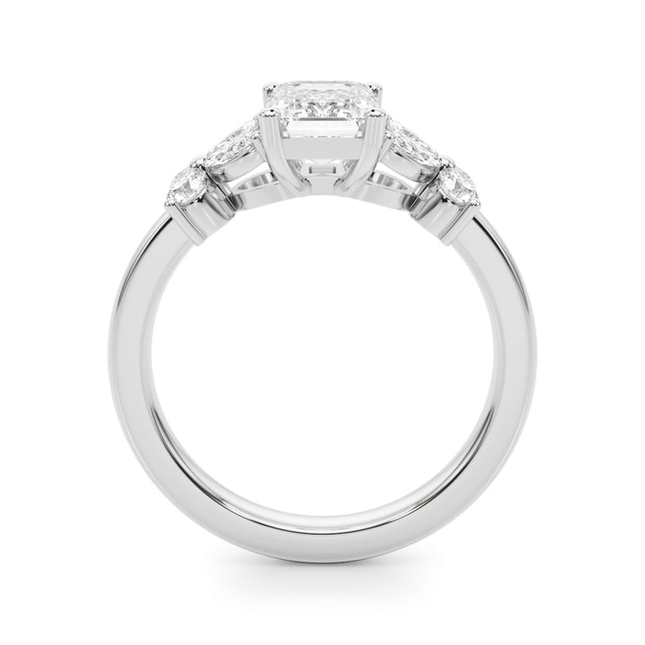 1.00CT 14K Emerald Cut Butterfly Cluster Ring