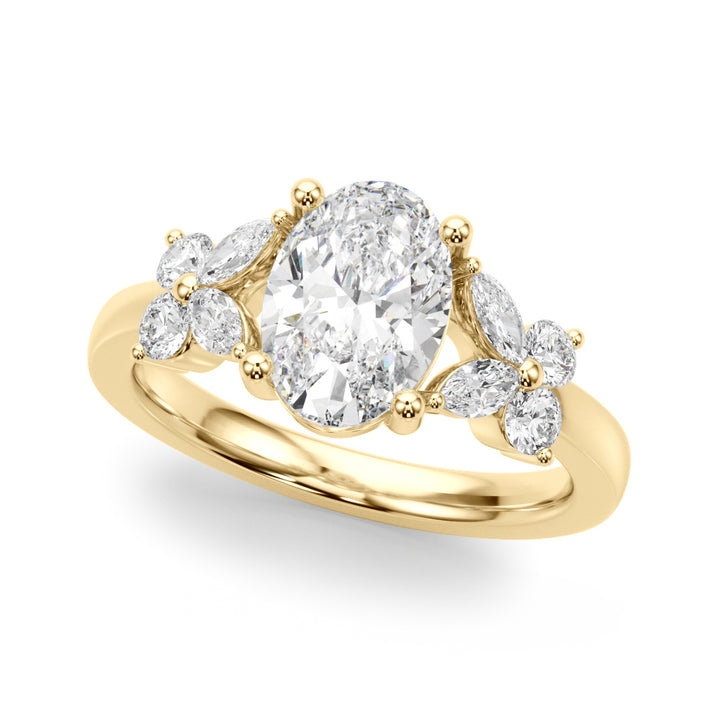2.00CT 14K  Oval Diamond Ring Accented With Additional Marquise and Round Cut Diamonds - View 2