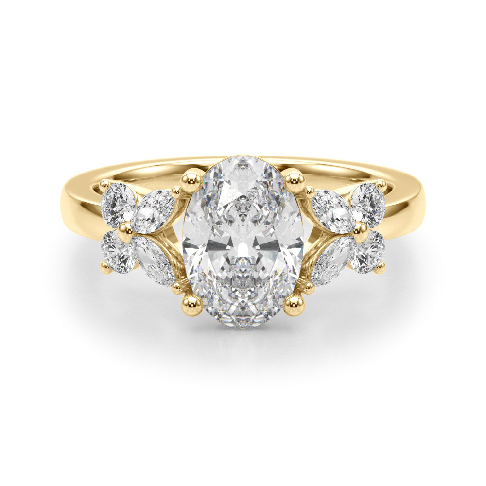 1.00CT 14K Oval Butterfly Cluster Engagement Ring