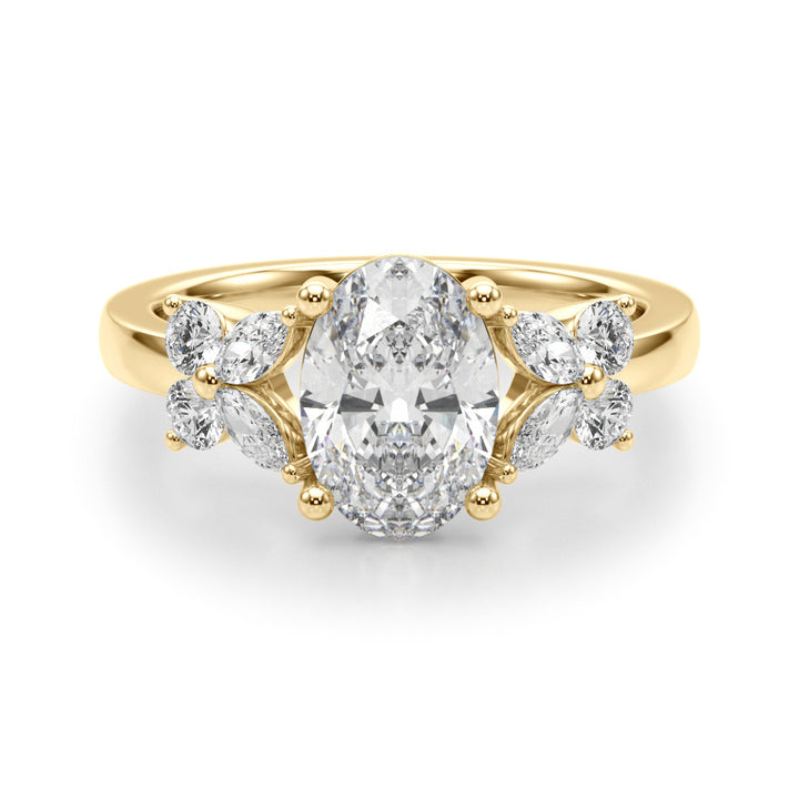 1.00CT 14K Oval Butterfly Cluster Engagement Ring