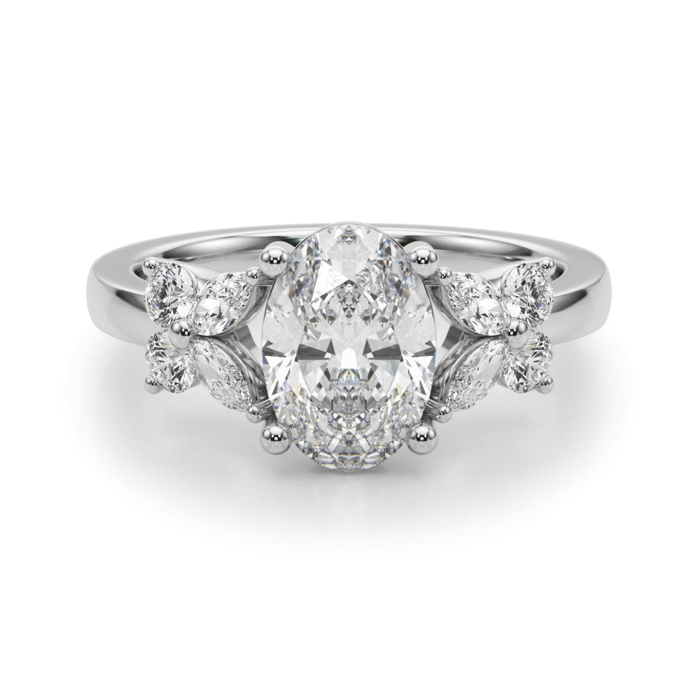 1.00CT 14K Oval Butterfly Cluster Engagement Ring