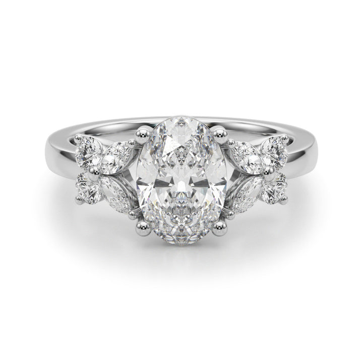 1.00CT 14K Oval Butterfly Cluster Engagement Ring