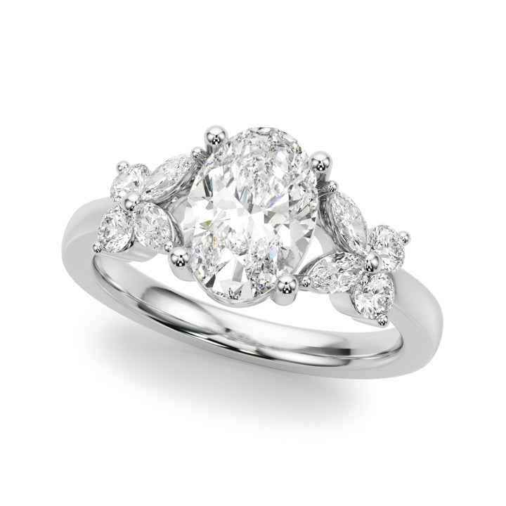 1.00CT 14K Oval Butterfly Cluster Engagement Ring