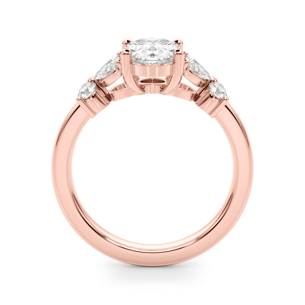 1.00CT 14K Oval Butterfly Cluster Engagement Ring