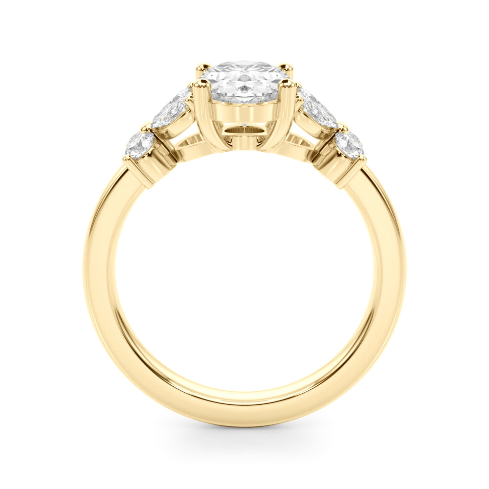 2.00CT 14K  Oval Diamond Ring Accented With Additional Marquise and Round Cut Diamonds - View 3
