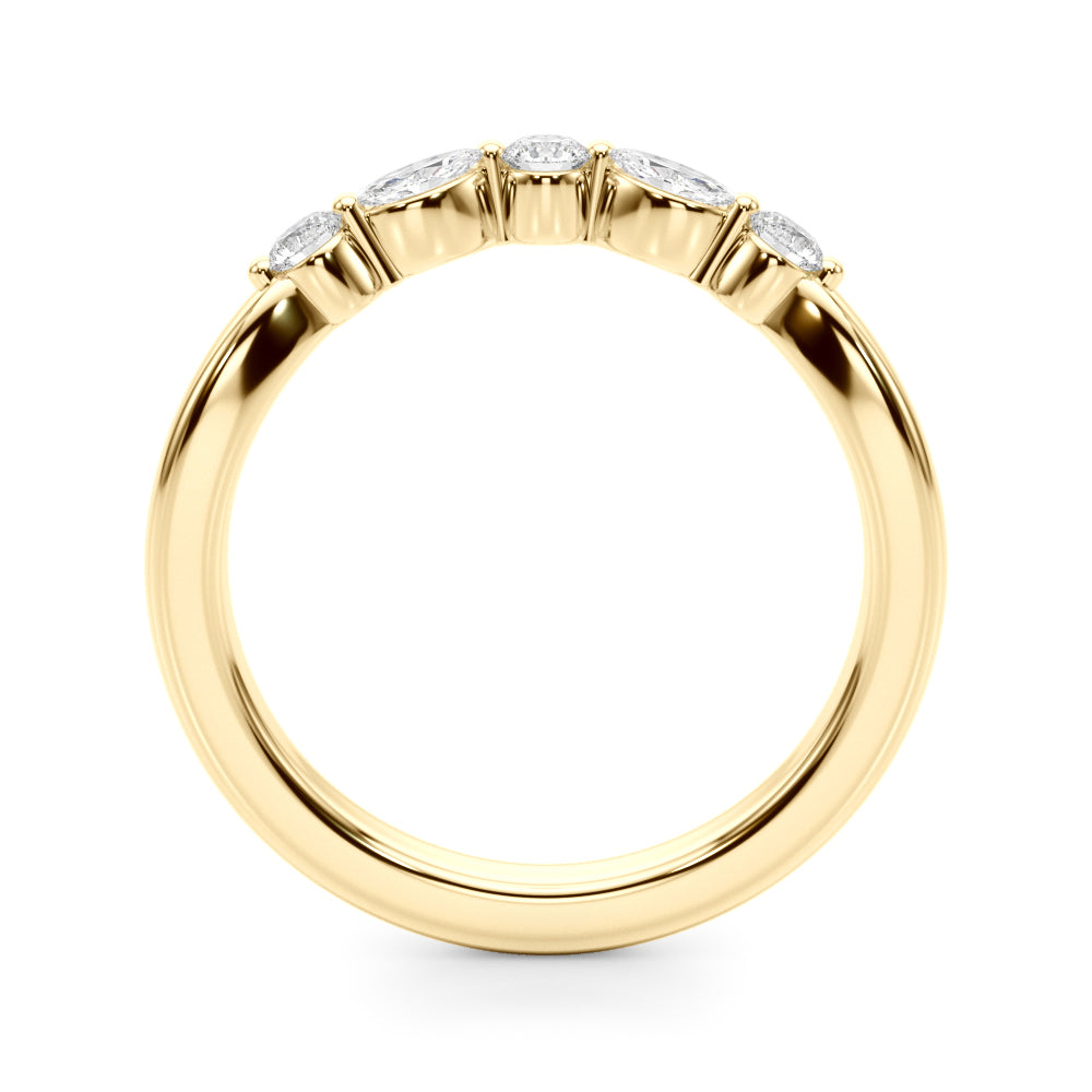 0.33CTW 14K Gold Fancy Marquise and Round Brilliant Diamond Band With A Slightly U-Shape Design