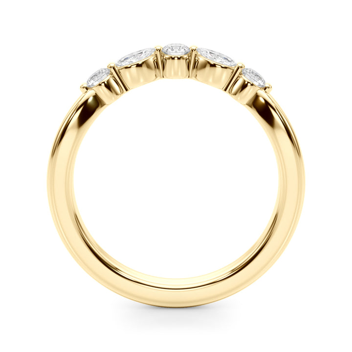 0.33CTW 14K Gold Fancy Marquise and Round Brilliant Diamond Band With A Slightly U-Shape Design