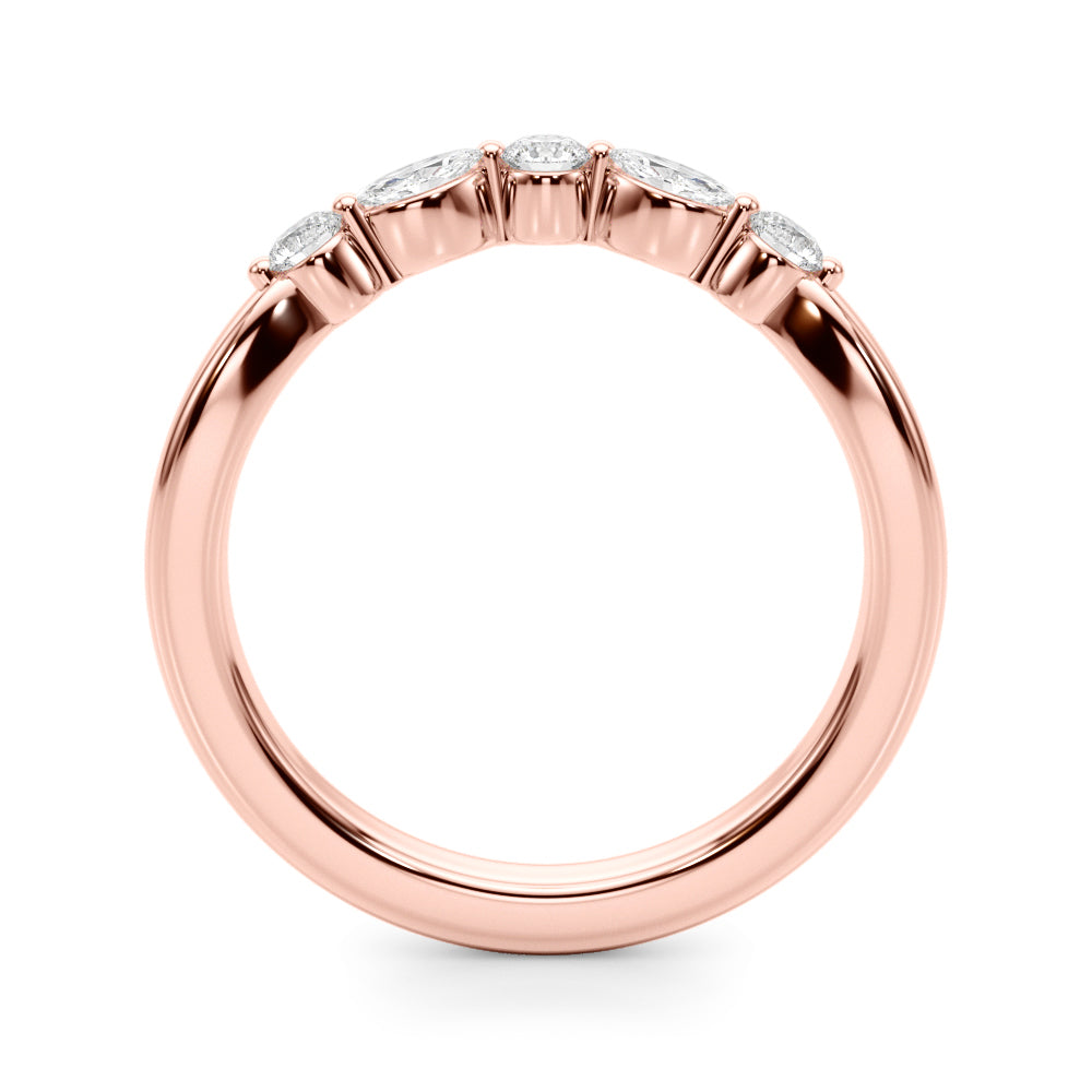 0.33CTW 14K Gold Fancy Marquise and Round Brilliant Diamond Band With A Slightly U-Shape Design