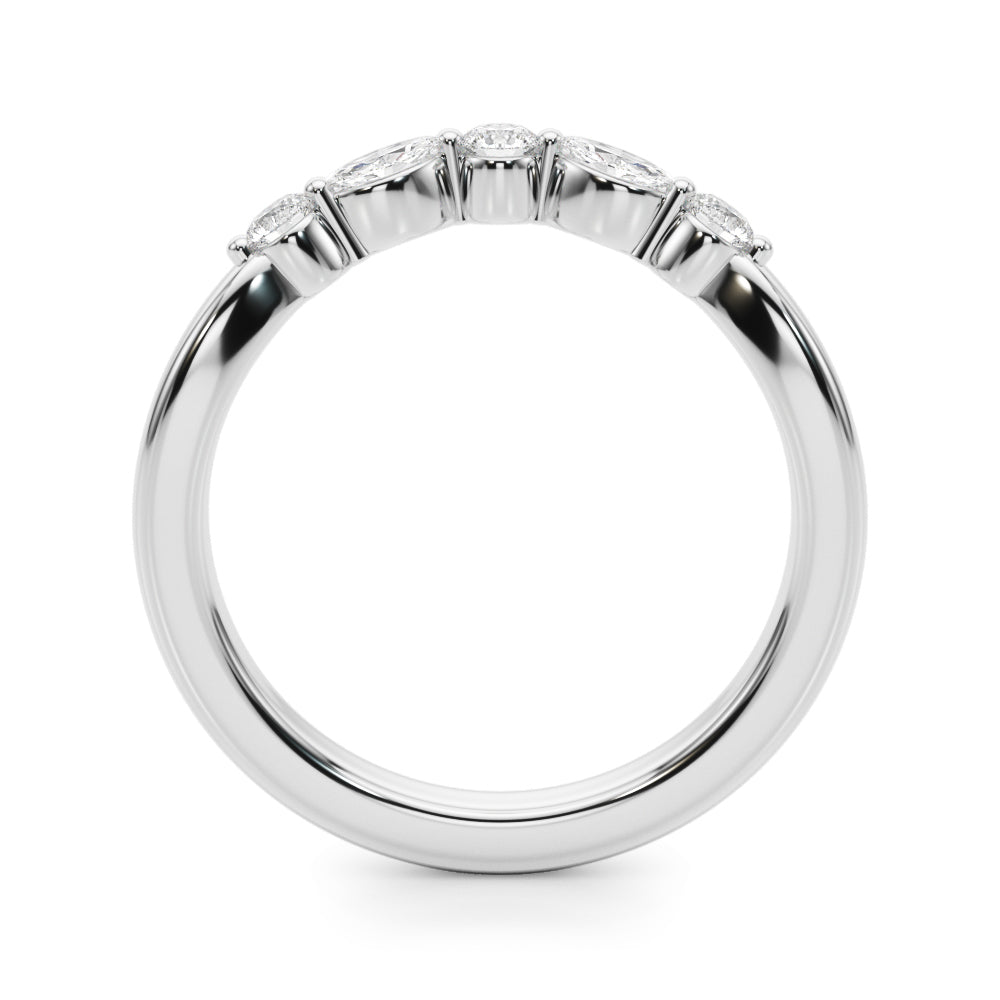 0.33CTW 14K Gold Fancy Marquise and Round Brilliant Diamond Band With A Slightly U-Shape Design