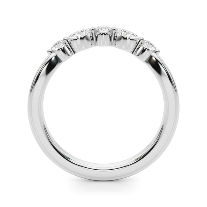 0.33CTW 14K Gold Fancy Marquise and Round Brilliant Diamond Band With A Slightly U-Shape Design