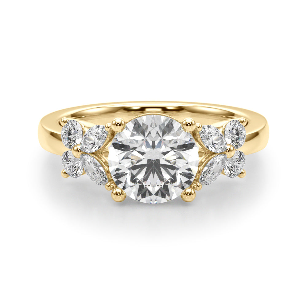 1.00CT 14K Round Cut Butterfly Cluster Ring